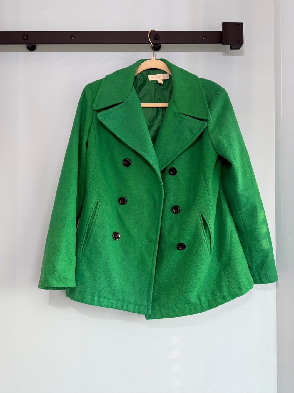 New York & Company Green Wool Blend Peacoat Jacket Women’s Med. Double Breasted